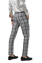 Barabas Men's Printed Checkered Design Rhinestone Chino Pants 2CP210 Black White