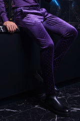 Barabas Men's Rhinestone Velvet Slim Fit Chino Dress Pants 2CP3020 Purple