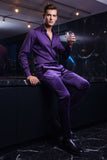 Barabas Men's Rhinestone Velvet Slim Fit Chino Dress Pants 2CP3020 Purple
