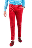 Barabas Men's Rhinestone Velvet Slim Fit Chino Dress Pants 2CP3020 Red