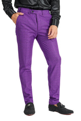 Barabas Men's Greek Pattern Baroque Luxury Pants 2CP3087 Purple Black