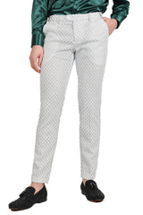 Barabas Men's Sequin Diamond Design Shiny Chino Pants 2CP3099 White