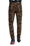 Barabas Men's Paisley Floral Print Design Luxury Pants 2CP3101 Black and Coffee