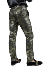 Barabas Men's Shiny Greek Fret Prints Design Chino Pants 2CP3102 Gold Black