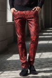 Barabas Men's Shiny Greek Fret Prints Design Chino Pants 2CP3102 Red Black