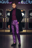 Barabas Men's Solid Vibrant Color Luxury Chino Pants 2cp3105 Purple