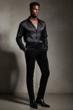 BARABAS Men's Solid With Sparkly Glittery Chino Pants 2CP3106 Black Silver