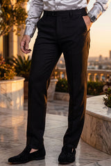 Barabas Men's Matte Solid Color Chino Dress Pants 2CPR6 Black