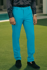 Barabas Men's Matte Solid Color Chino Dress Pants 2CPR6 Blue