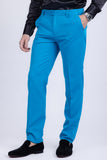 Barabas Men's Matte Solid Color Chino Dress Pants 2CPR6 Blue