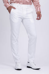 Barabas Men's Matte Solid Color Dress Pants 2CPR6 White