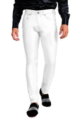 Barabas Men's Glossy Shiny Design Sparkly Luxury Dress Pants 2CPW27 White