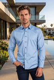 Barabas Wholesale Men's Solid Basic Palin Premium Button Down Dress Shirts 2DPS01 Blue