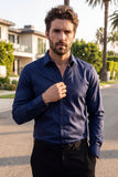 Barabas Wholesale Men's Solid Basic Palin Premium Button Down Dress Shirts 2DPS01 Navy