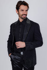 Barabas Wholesale Men's Rhinestone Peak Lapel Luxury Blazer 2EBL3 Charcoal