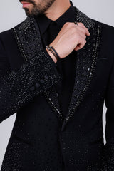 Barabas Wholesale Men's Rhinestone Peak Lapel Luxury Blazer 2EBL3 Black