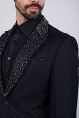 Barabas Wholesale Men's Rhinestone Peak Lapel Luxury Blazer 2EBL3 Black