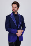 Barabas Wholesale Men's Rhinestone Peak Lapel Luxury Blazer 2EBL3 Blue