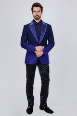 Barabas Wholesale Men's Rhinestone Peak Lapel Luxury Blazer 2EBL3 Navy