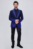 Barabas Wholesale Men's Rhinestone Peak Lapel Luxury Blazer 2EBL3 Navy