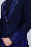 Barabas Wholesale Men's Rhinestone Peak Lapel Luxury Blazer 2EBL3 Dark Blue