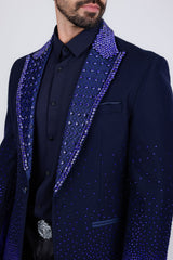 Barabas Wholesale Men's Rhinestone Peak Lapel Luxury Blazer 2EBL3 Blue