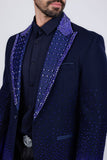 Barabas Wholesale Men's Rhinestone Peak Lapel Luxury Blazer 2EBL3 Blue