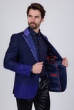 Barabas Wholesale Men's Rhinestone Peak Lapel Luxury Blazer 2EBL3 Royal