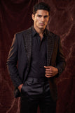 Barabas Wholesale Men's Rhinestone Peak Lapel Luxury Blazer 2EBL3 Black