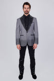 Barabas Wholesale Men's Rhinestone Peak Lapel Luxury Blazer 2EBL3 Grey