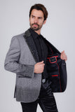 Barabas Wholesale Men's Rhinestone Peak Lapel Luxury Blazer 2EBL3 Grey