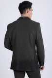 Barabas Wholesale Men's Rhinestone Peak Lapel Luxury Blazer 2EBL3 Olive