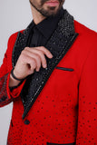 Barabas Wholesale Men's Rhinestone Peak Lapel Luxury Blazer 2EBL3 Red