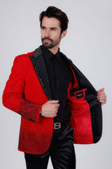 Barabas Wholesale Men's Rhinestone Peak Lapel Luxury Blazer 2EBL3 Red