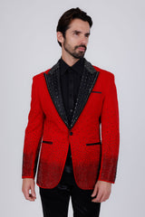 Barabas Wholesale Men's Rhinestone Peak Lapel Luxury Blazer 2EBL3 Wine