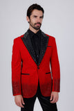 Barabas Wholesale Men's Rhinestone Peak Lapel Luxury Blazer 2EBL3 Wine