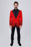 Barabas Wholesale Men's Rhinestone Peak Lapel Luxury Blazer 2EBL3 Red