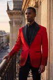 Barabas Wholesale Men's Rhinestone Peak Lapel Luxury Blazer 2EBL3 Red Black
