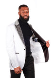 Barabas Wholesale Men's Rhinestone Peak Lapel Luxury Blazer 2EBL3 Pearl White