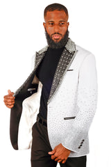 Barabas Wholesale Men's Rhinestone Peak Lapel Luxury Blazer 2EBL3 White