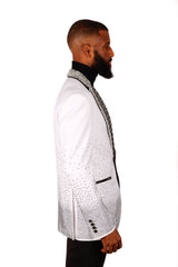 Barabas Wholesale Men's Rhinestone Peak Lapel Luxury Blazer 2EBL3 White