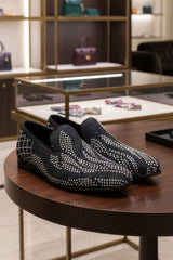 Barabas Wholesale Men's Jewel Studded Pattern Slip On Luxury Dress Shoes 2ESH1 Black