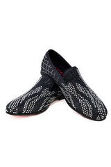 Barabas Wholesale Men's Jewel Rhinestone Geometric Slip On Dress Shoes 2ESH1 Black
