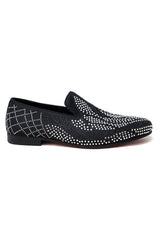 Barabas Wholesale Men's Jewel Studded Pattern Slip On Luxury Dress Shoes 2ESH1 Black