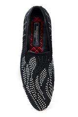Barabas Wholesale Men's Jewel Studded Pattern Slip On Luxury Dress Shoes 2ESH1 Black