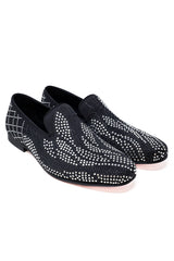 Barabas Wholesale Men's Jewel Studded Pattern Slip On Luxury Dress Shoes 2ESH1 Black