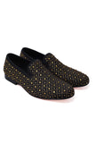 Barabas Wholesale Men's Jewel Studded Pattern Slip On Luxury Dress Shoes 2ESH11 Black Gold