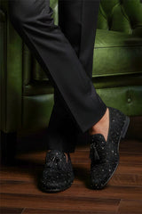 Barabas Wholesale Men's Rhinestone Beads Embroidery Slip On Dress Shoes 2ESH2 Black