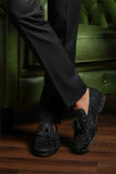Barabas Wholesale Men's Rhinestone Beads Embroidery Slip On Dress Shoes 2ESH2 Black