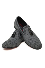 Barabas Wholesale Men's Rhinestone Slip On Tassel Loafer Dress Shoes 2ESH3 Grey
